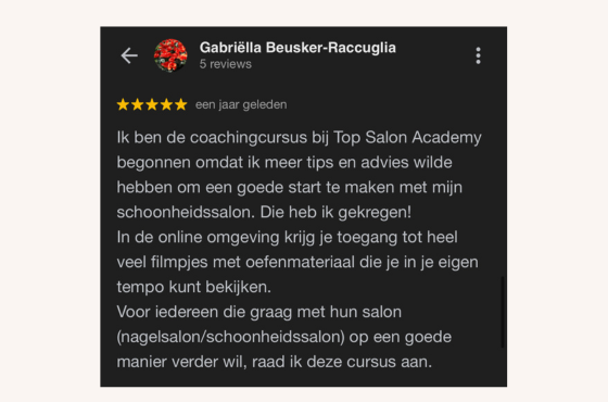 Wat anderen aan de salon coaching en trainingen van Top Salon Academy van Sabine Mus hadden