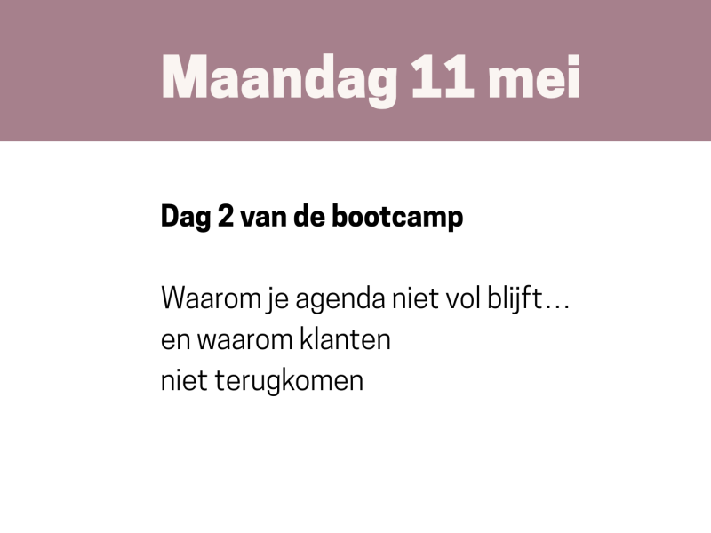 Gaten in je agenda vullen gratis salon bootcamp