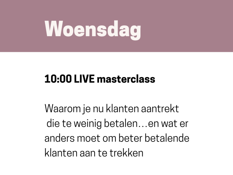 gratis salon bootcamp Waarom je nu klanten aantrekt die te weinig betalen… en wat er moet veranderen om beter betalende klanten aan te trekken beter betalende klanten aantrekken die een hogere prijs betalen in je salon - gratis salon bootcamp
