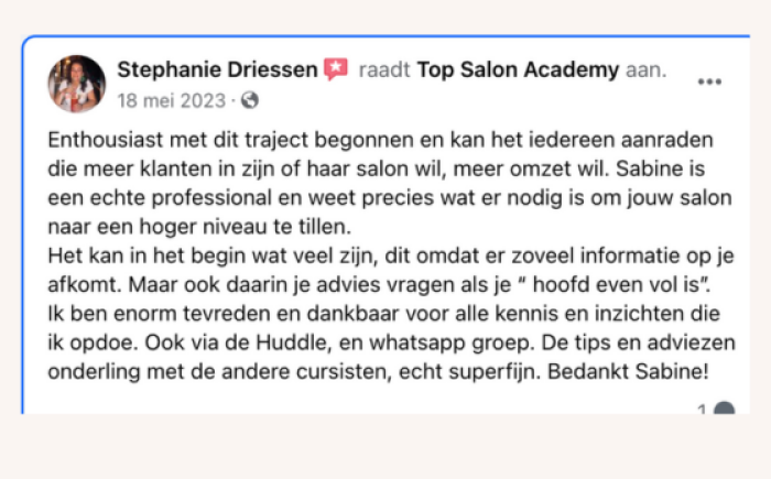 reviews klanten top salon Academy