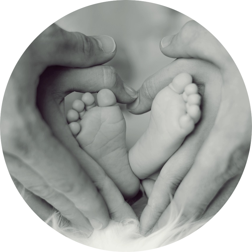 Ouderlijke handen en babyvoetjes: symbool van nieuw begin bij traumatherapie, Middenbeemster
