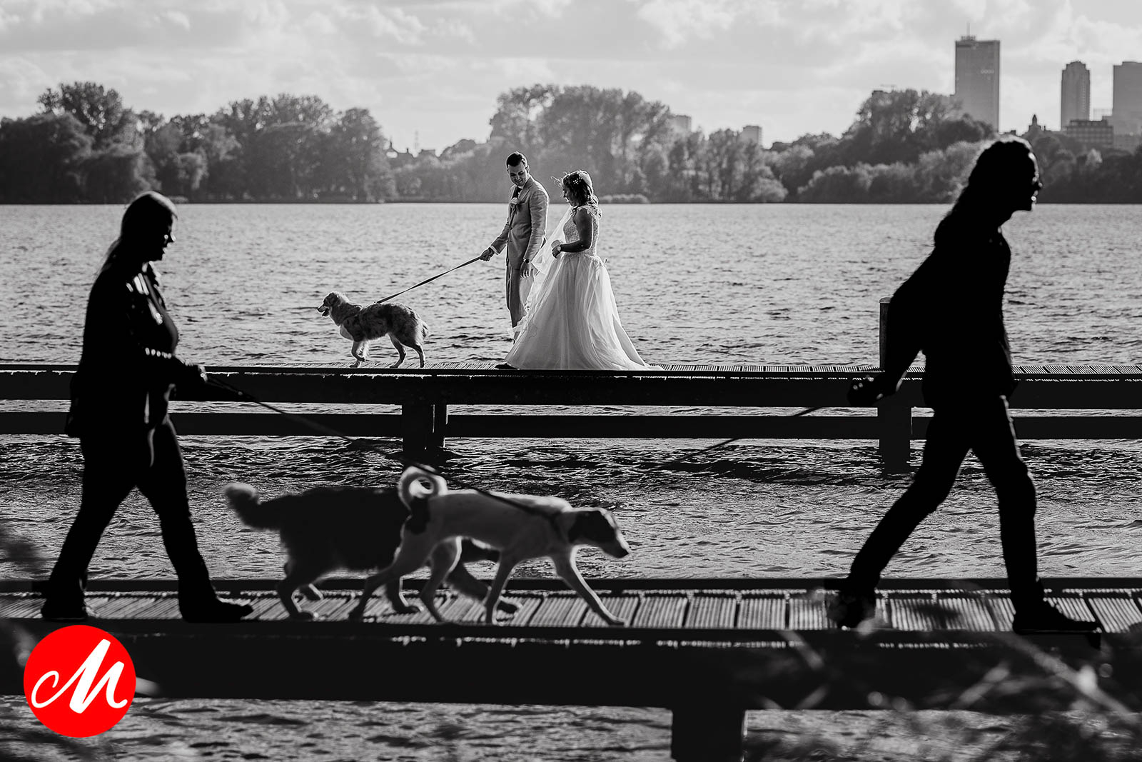 Portretfoto bruiloft met hond Masters of Wedding photography