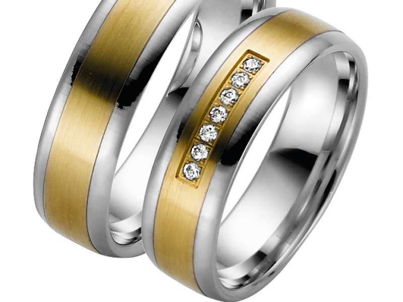 ringen trouwen in 2 kleuren goud