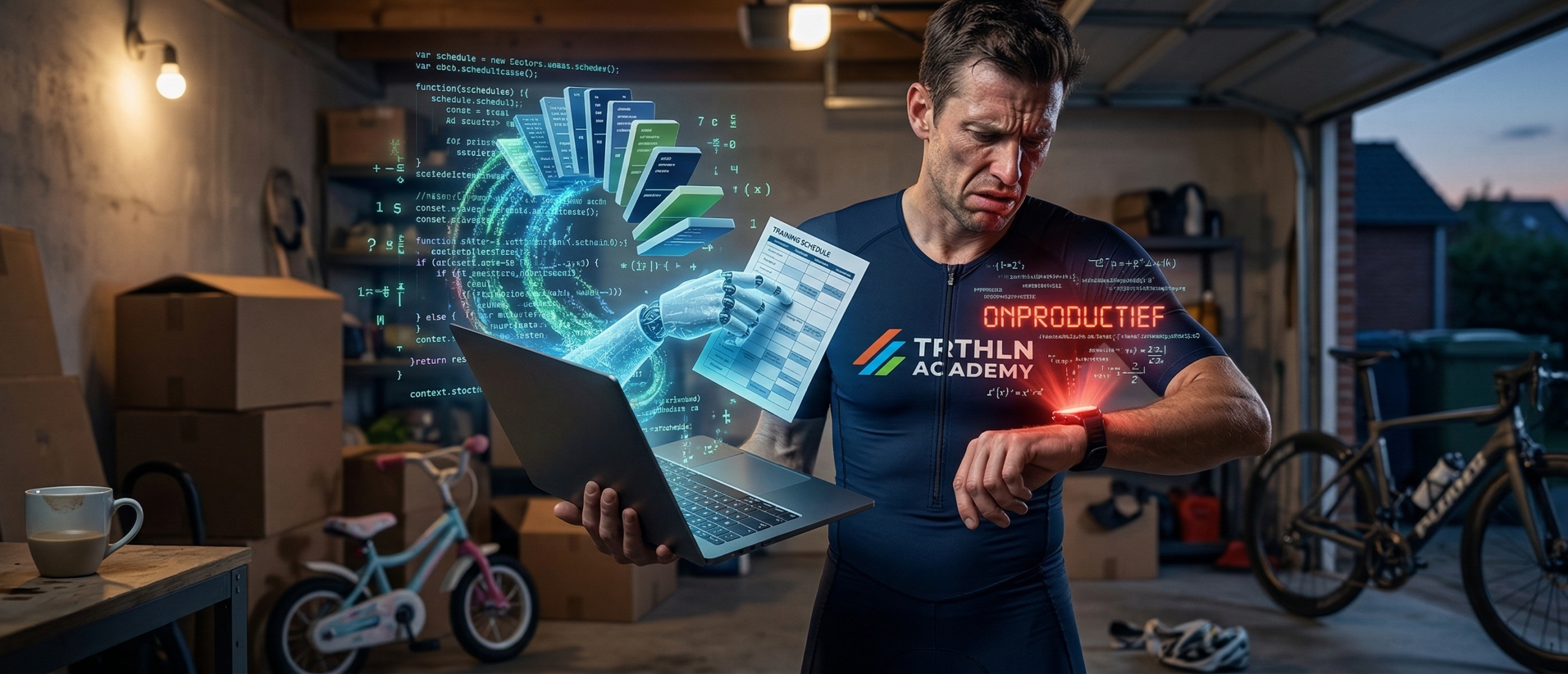Gefrustreerde triatleet met AI-trainingsschema