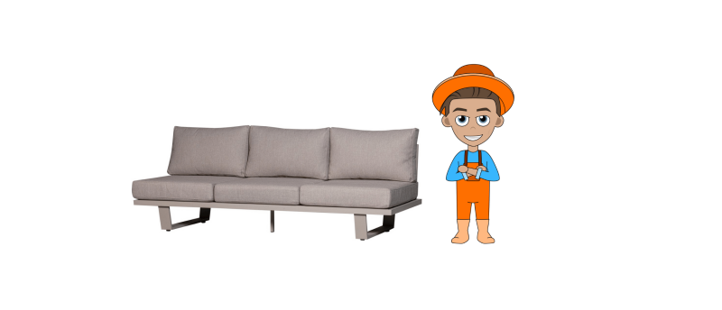 houten bank met kussens
