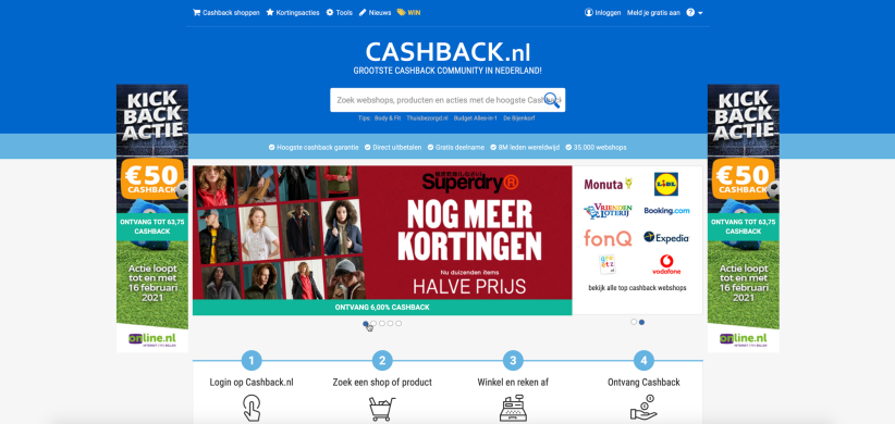 affiliate marketing voorbeelden cashback website