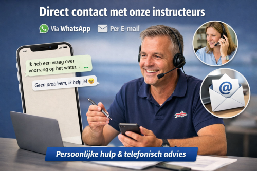 Afbeelding met instructeur en direct contact telefonisch