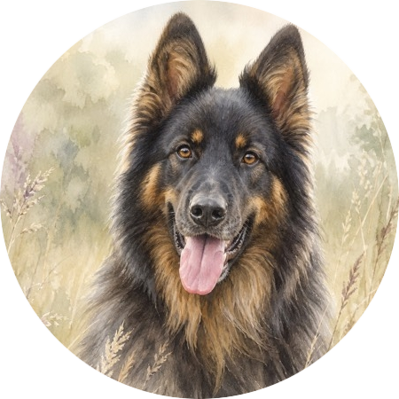 herder in het veld, watercolor image