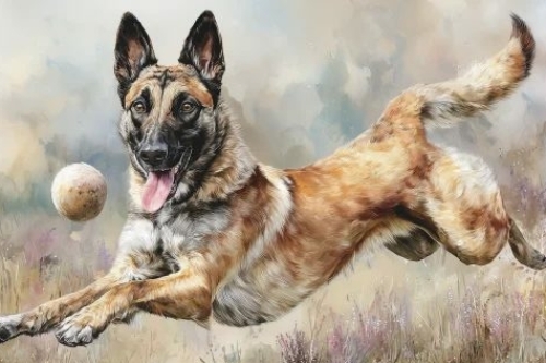 Hond vangt een bal tijdens hondensport