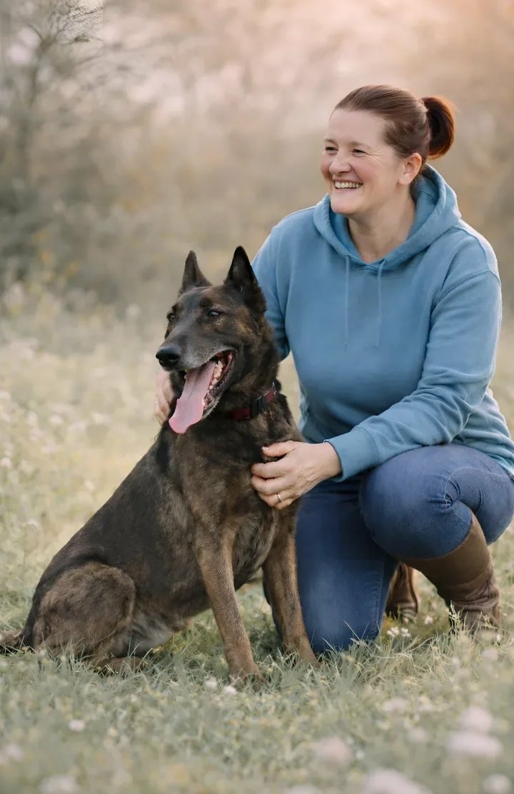 Hondentrainer Minna van Van Maanen LOCA Minna van Van Maanen LOCA samen met haar hond in de natuur.