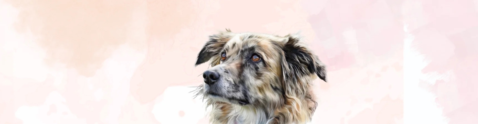 Online hondencursus voor basis en opvoeding Watercolorillustratie van een hond bij online hondencursussen voor basis en opvoeding.