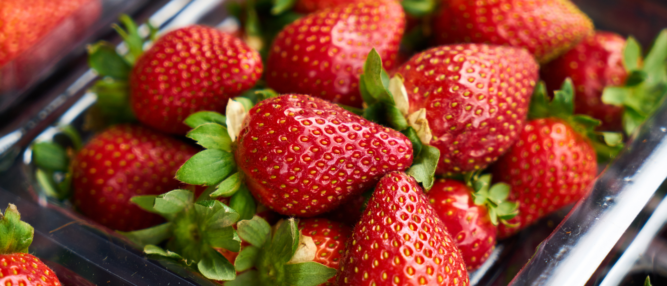 Gezonde verse aardbeien in bakje