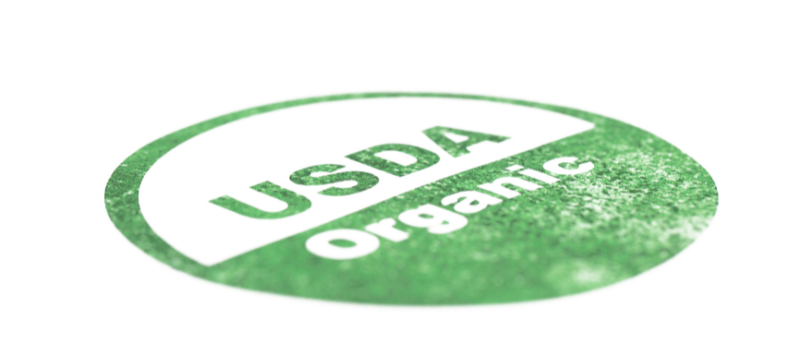 Groen USDA Organic logo op een witte achtergrond, symbool voor biologische certificering.