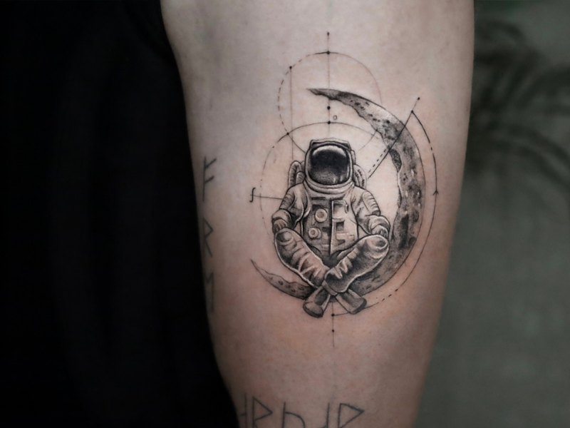 Space fine line tattoo Genk