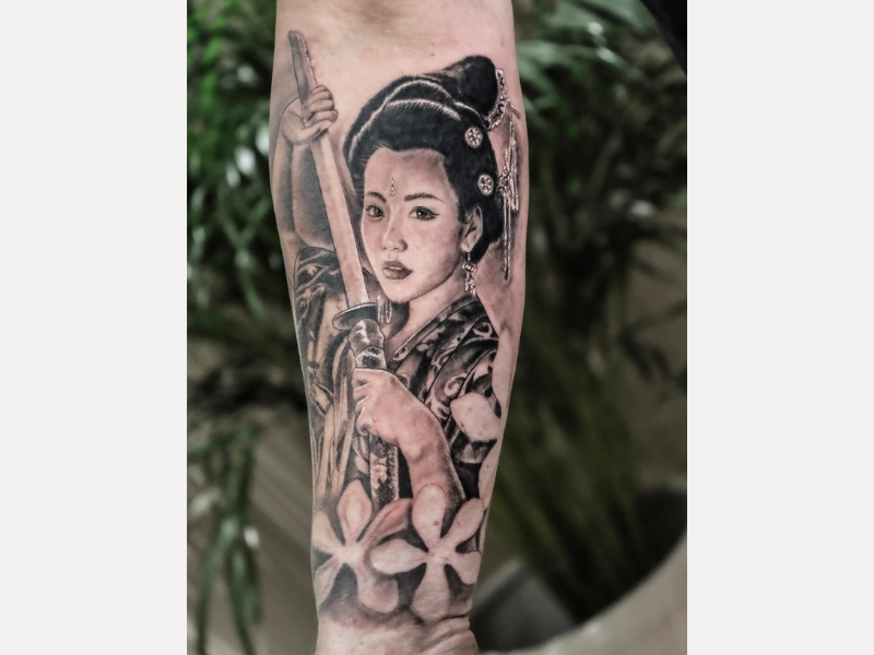 Realisme tattoo Genk Geisha Samourai