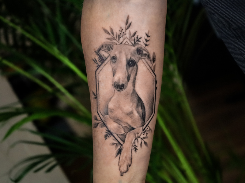 Realisme tattoo Genk hazewind hond