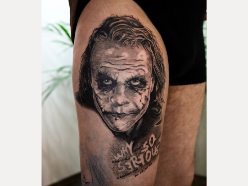 Realisme tattoo genk joker heath ledger