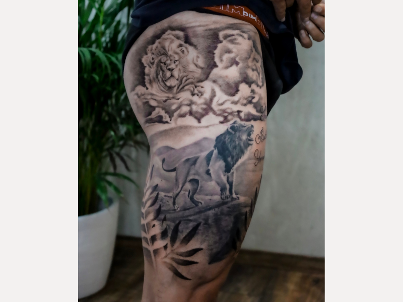 Realisme tattoo Genk lion king