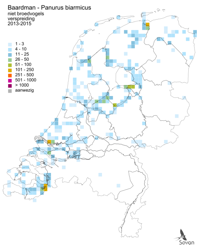 Winterverspreiding Baardman Nederland Sovon