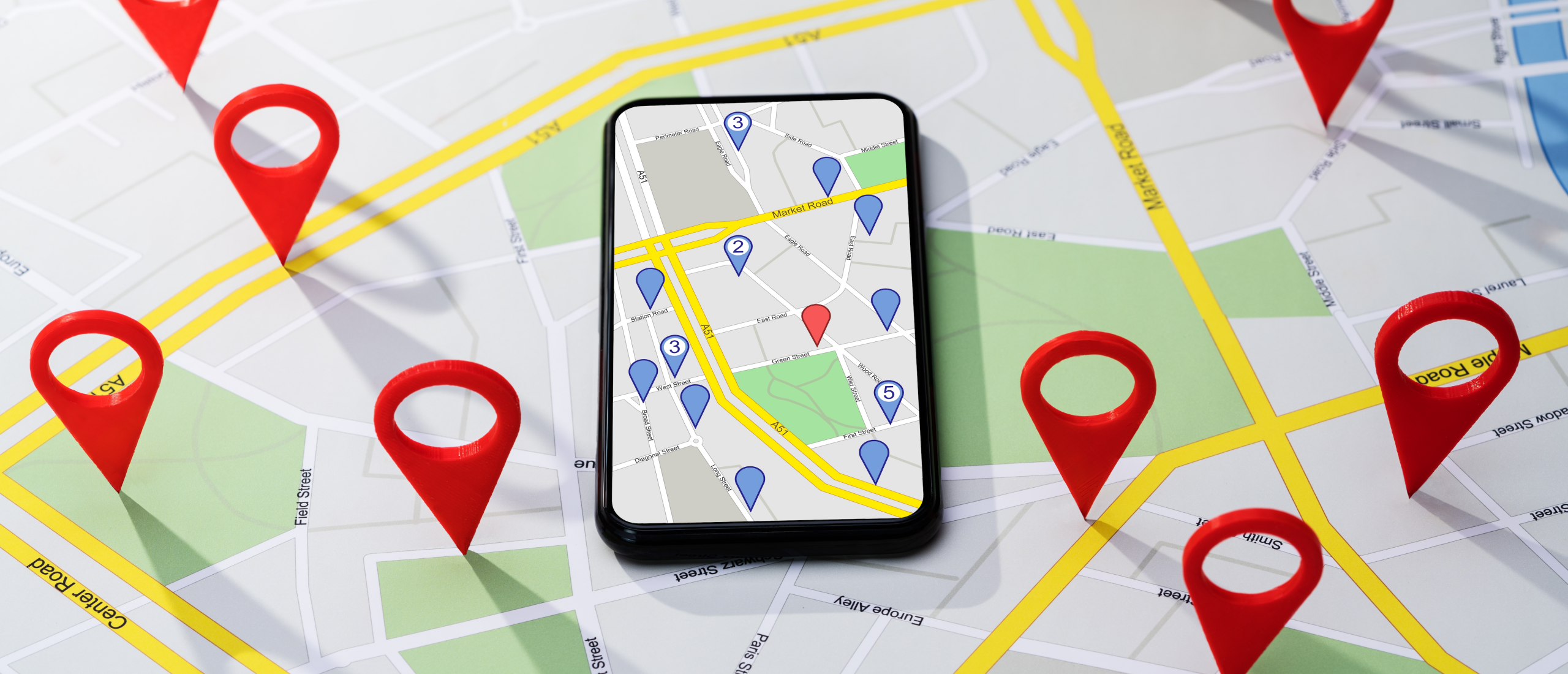 GPS tracker op een telefoon