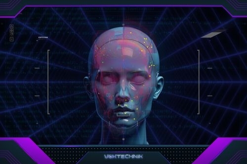 VoxTechnik robot designed in computer screen VoxTechnik robot who get designed on the computer