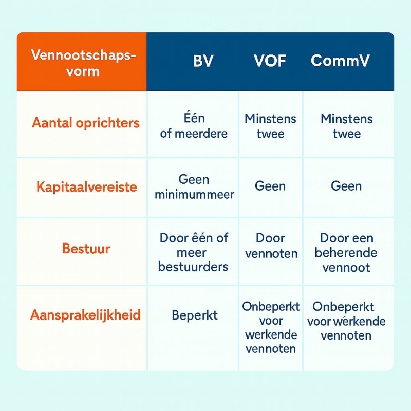 vennootschapsvormen uitgelegd