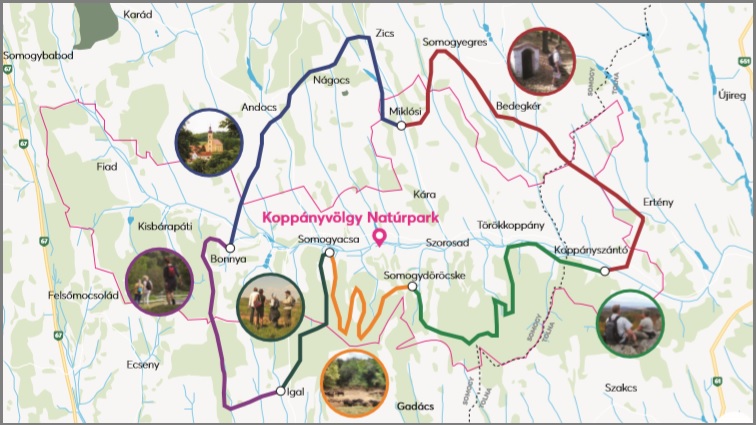 Wandelkaart Artventures vakanties in Hongarije voor wandeltrektochten