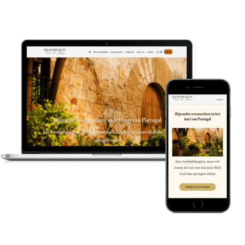 Voorbeeld website Bed and Breakfast - Casa do Tempo - Website voor Horeca