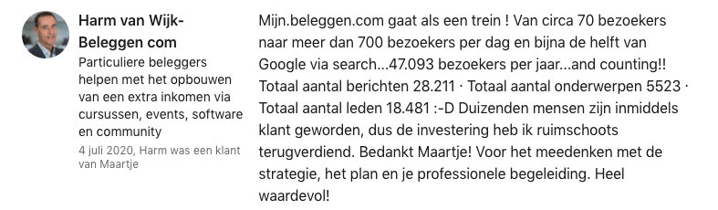 Testimonial over Maartje Blijleven