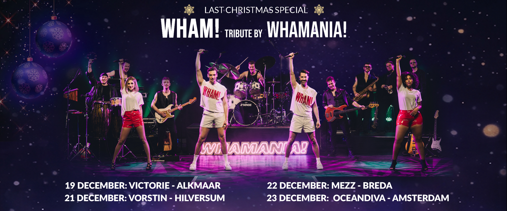 tour flyer Last Christmas Special by WHAMANIA tour flyer with all tour dates in December 2026 for t Last Christmas Special by WHAMANIA