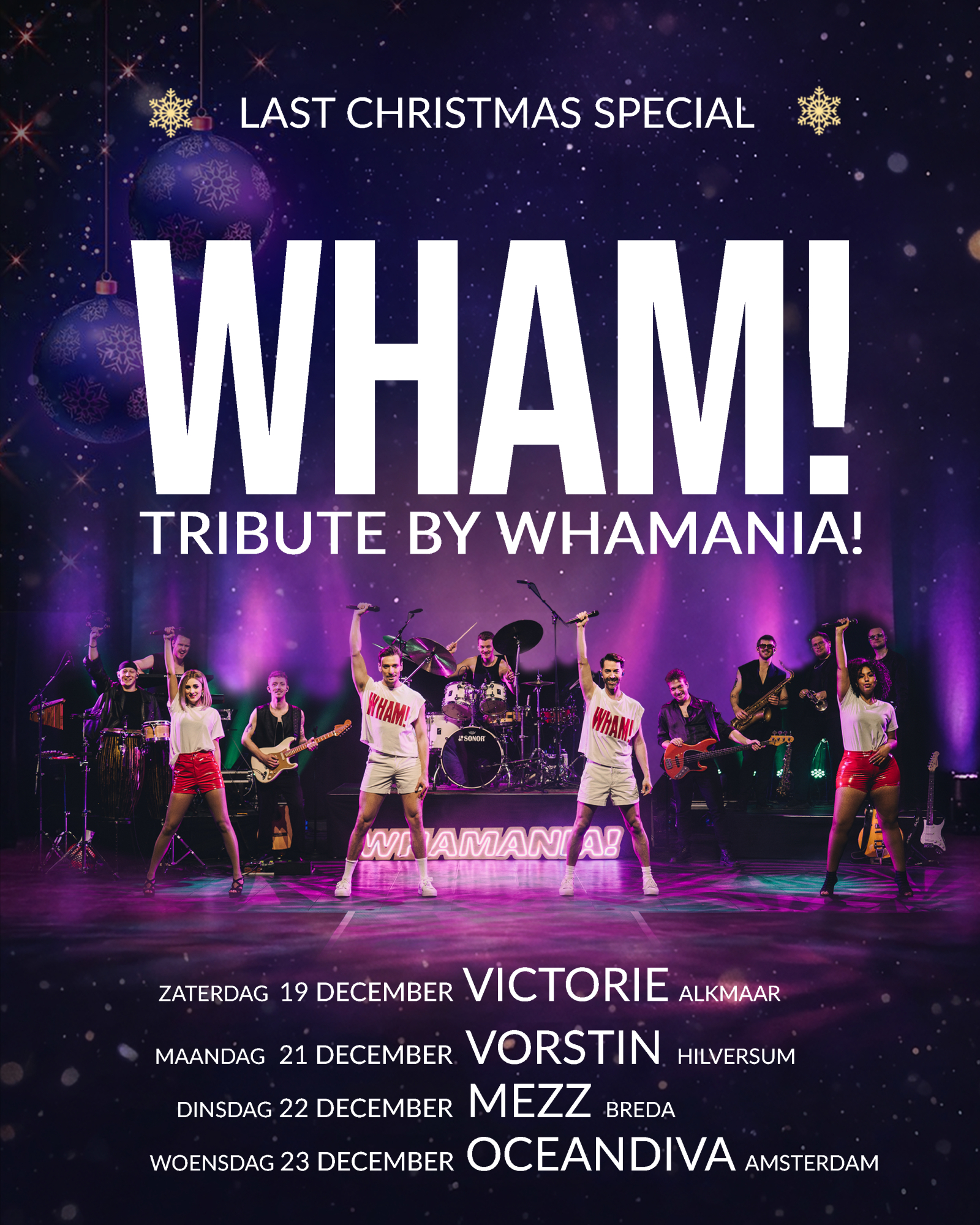 WHAMANIA! LAST CHRISTMAS SPECIAL TOUR BANNER banner with all tour dates for the Last Christmas Special in december 2026