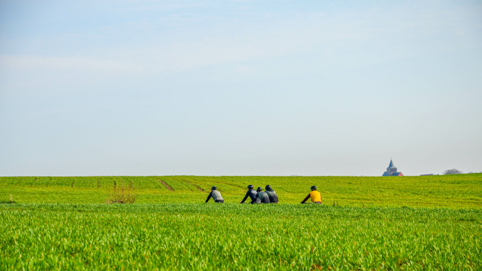 Team fietst door het open landschap van de Côte d’Opale tijdens een YALPAK team experience Team fietst door het open landschap van de Côte d’Opale tijdens een tweedaagse YALPAK team experience
