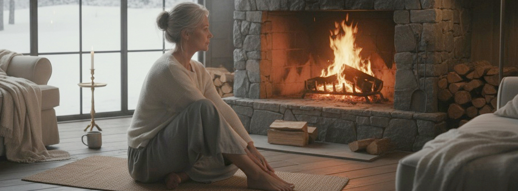 yoga voor thuis vrouw yoga bij winters landschap