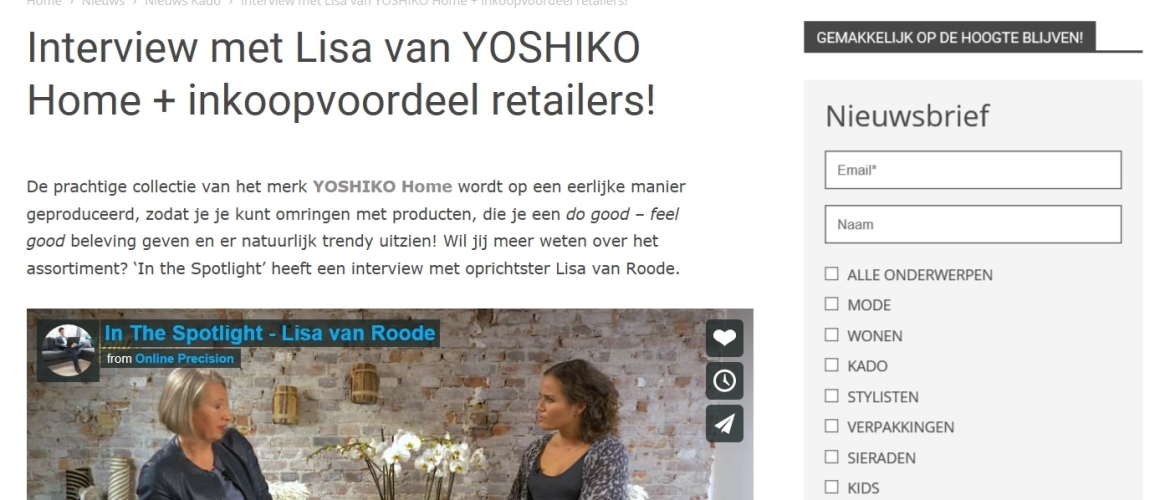 Interview met Lisa van YOSHIKO Home + inkoopvoordeel retailers!