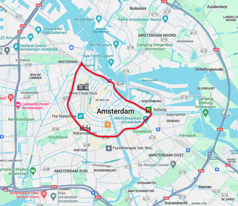 Map of Amsterdam showing City Centre