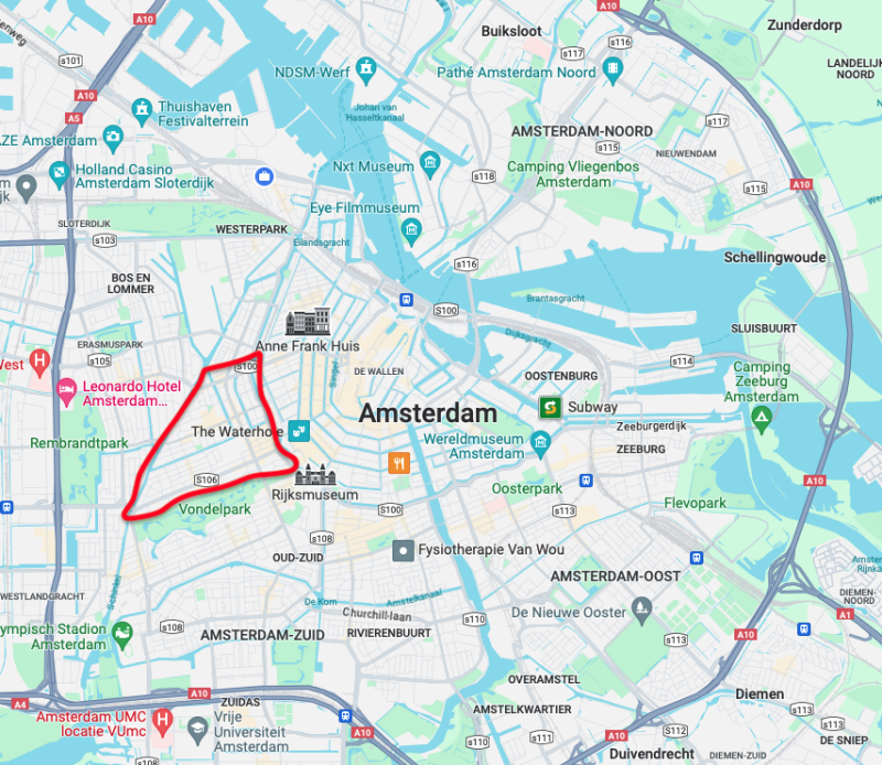 Map of Amsterdam showing Old West