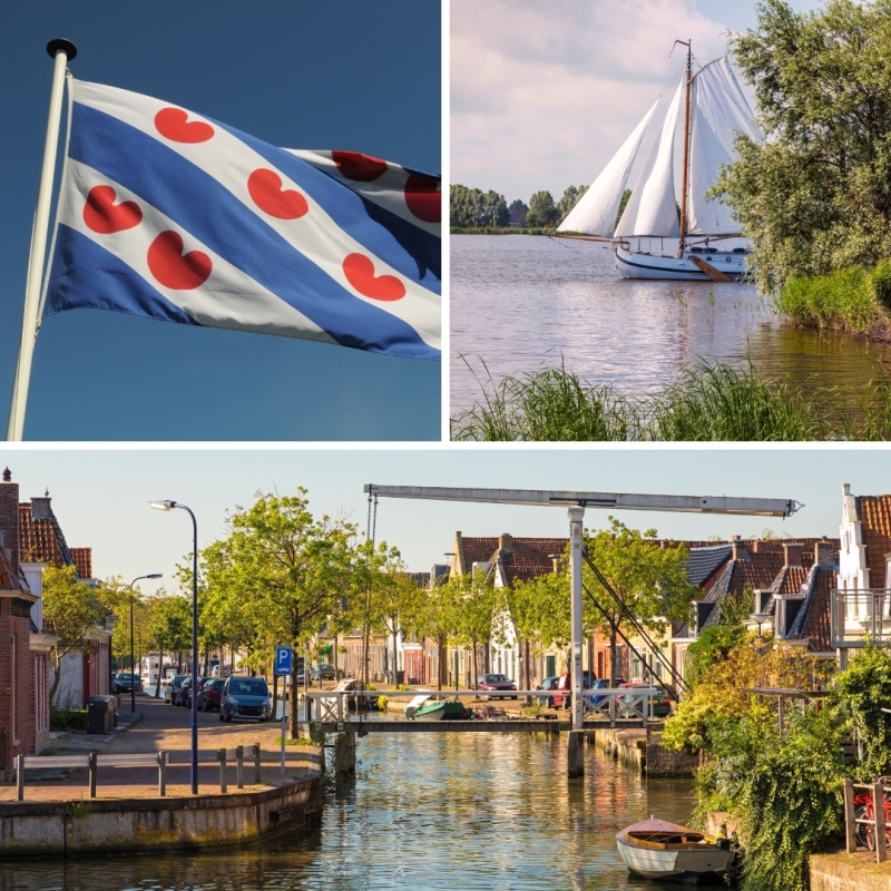 Fryslan flag, Franeker and sailboat