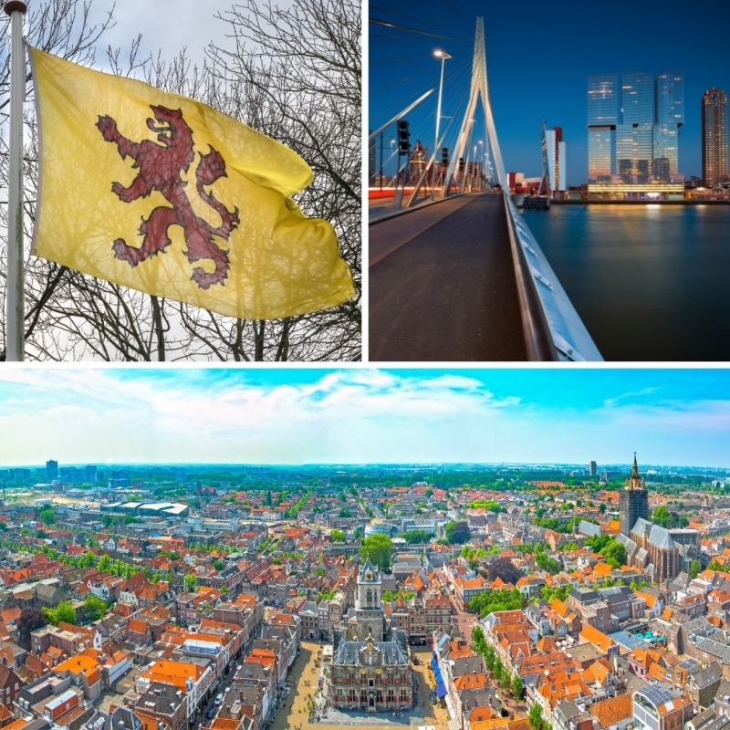 Flag, Rotterdam and Delft city