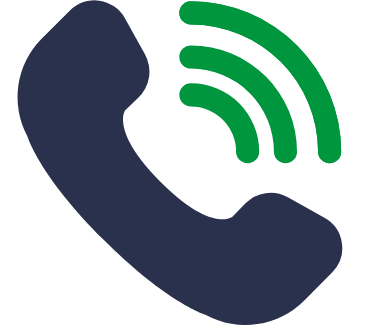 Telefoon hoorn in donkerblauw met groen