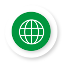 Icoon van witte wereldbol op groene achtergrond
