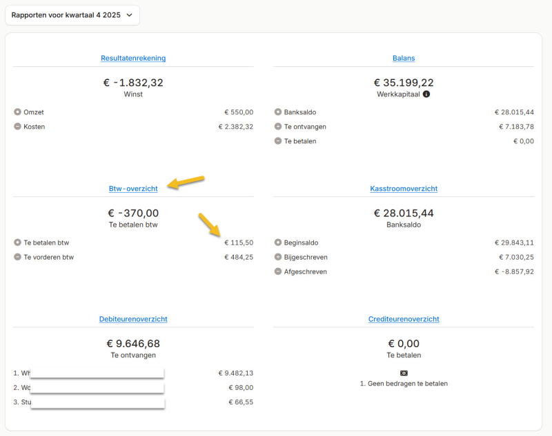 Voorbeeld eenvoudig boekhoudprogramma met financieel dashboard met btw-afdracht Voorbeeld eenvoudig boekhoudprogramma met financieel dashboard met btw-afdracht