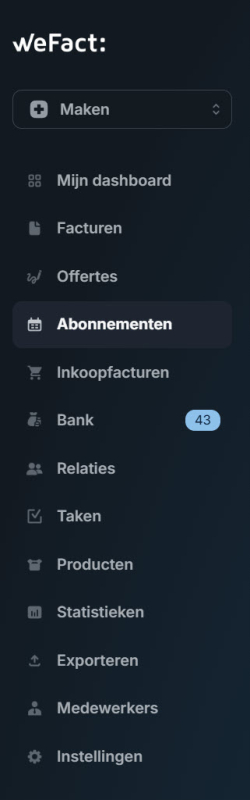 WeFact review - menu geeft snel overzicht WeFact review - menu geeft snel overzicht