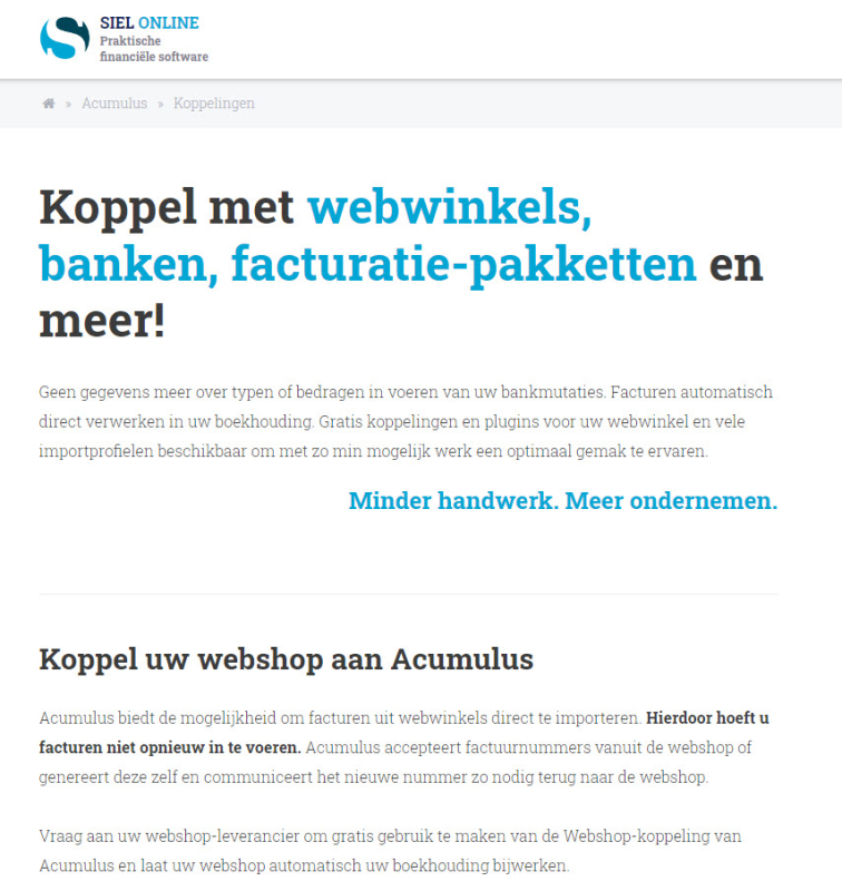 Acumulus beste software voor zzp met kleine webshop of online business