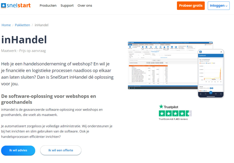 Snelstart voor webshop - op maat voor optimalisatie boekhouding en voorraad en inkooo