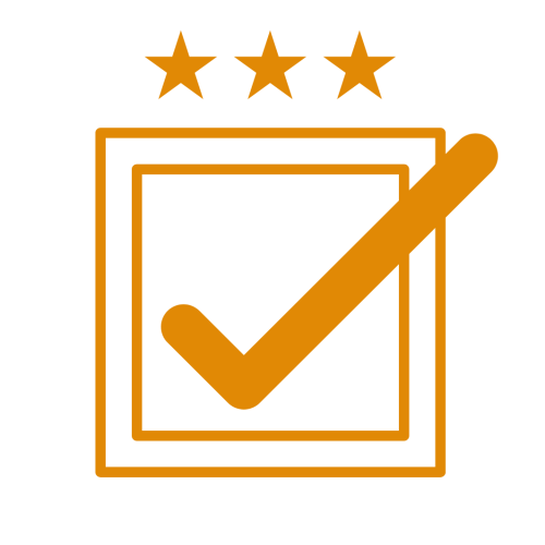 Afbeelding met een checkbox en 3 sterren