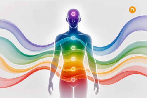 Afbeeldilng van de chakra's en het lichaam Zonnevlecht Opleidingen