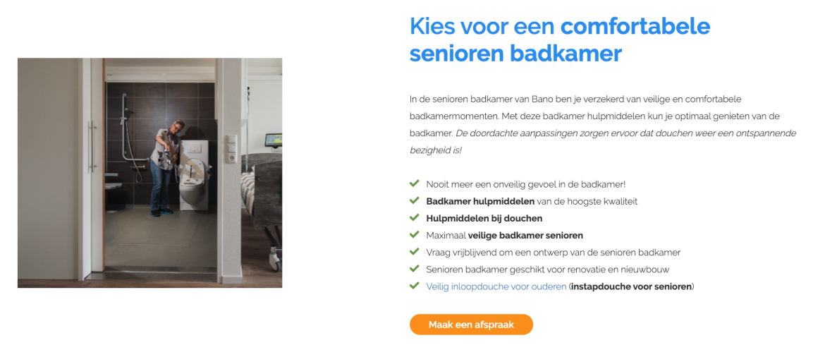 Kies voor een veilige senioren badkamer - Bano Benelux
