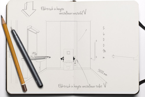 Senioren badkamer ontwerpen - Maatschets