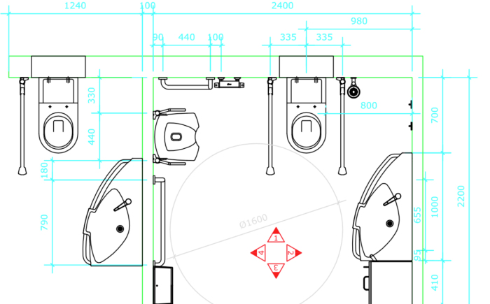 Eisen invalidentoilet bouwbesluit (afmetingen mindervalide toilet)