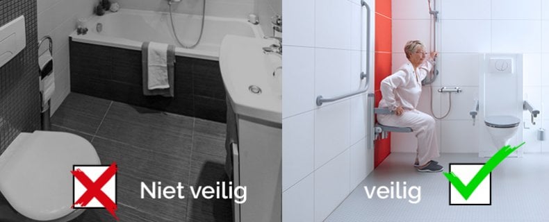 Bad eruit en een aangepaste douche erin